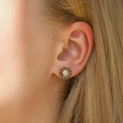 10 - 11 mm marguerit sorte zirkon ørestikker i forgyldt sølv - Matilda