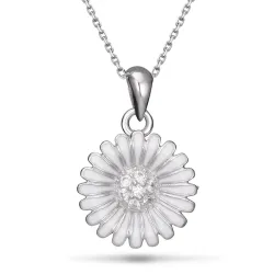 14 mm marguerit zirkon halskæde i sølv - Matilda