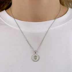 14 mm marguerit zirkon halskæde i sølv - Matilda