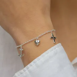 tro-håb-kærlighed armbånd i sølv - Amoré