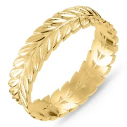 blad ring i forgyldt sølv