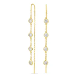 zirkon kæde øreringe i forgyldt sølv