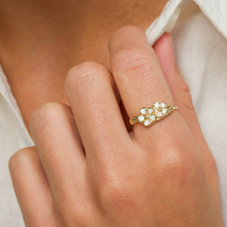 marguerit ring i forgyldt sølv