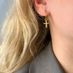 14 mm kors creoler i forgyldt sølv - Amoré