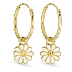 14 mm marguerit creoler i forgyldt sølv - Maggie