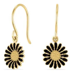 11 mm marguerit sorte øreringe i forgyldt sølv - Matilda