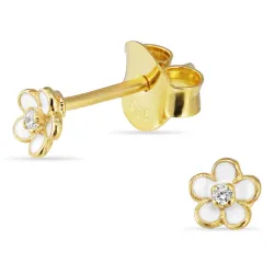 4,5 mm marguerit zirkon ørestikker i forgyldt sølv - Majse