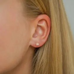 4,5 mm marguerit zirkon ørestikker i forgyldt sølv - Majse