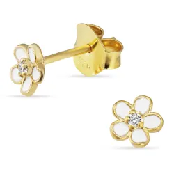 5,5-6 mm marguerit zirkon ørestikker i forgyldt sølv - Majse