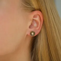 10 - 11 mm marguerit sorte ørestikker i forgyldt sølv - Marie