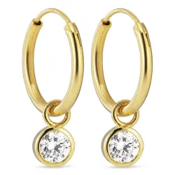 14 mm zirkon creoler i forgyldt sølv