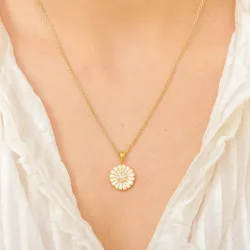 14 mm marguerit zirkon vedhæng i forgyldt sølv - Marie