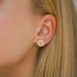11 mm marguerit hvide ørestikker i forgyldt sølv - Matilda
