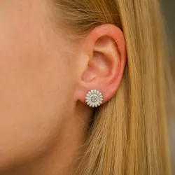 11 mm marguerit hvide ørestikker i sølv - Matilda