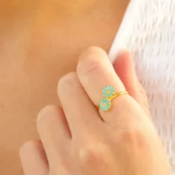 marguerit blå ring i forgyldt sølv - Maggie