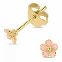 5 mm marguerit pink ørestikker i forgyldt sølv - Majse