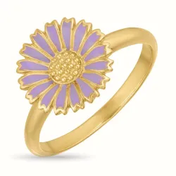 11 mm marguerit lilla ring i forgyldt sølv - Marie