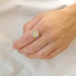 14 mm marguerit lilla ring i forgyldt sølv - Marie