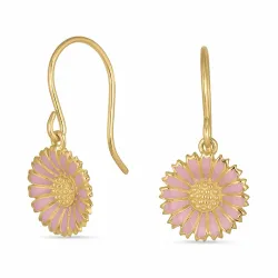11,5 mm marguerit pink øreringe i forgyldt sølv - Marie