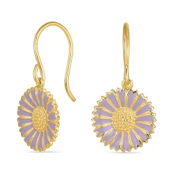 14,5 mm marguerit lilla øreringe i forgyldt sølv - Marie