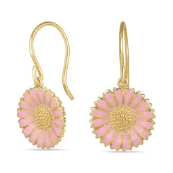14,5 mm marguerit pink øreringe i forgyldt sølv - Marie