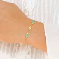 hjerte marguerit blå armbånd i forgyldt sølv - Maggie