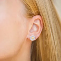 11,5 mm marguerit lilla ørestikker i forgyldt sølv - Marie