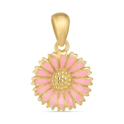 11,5 mm marguerit pink vedhæng i forgyldt sølv - Marie