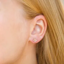 6,5 mm marguerit lyserød ørestikker i forgyldt sølv - Majse