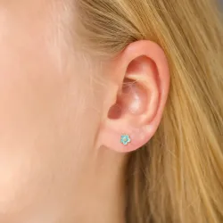 marguerit blå ørestikker i forgyldt sølv - Majse