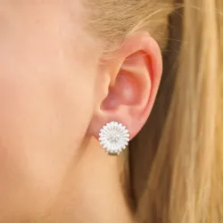 14 mm marguerit øreringe i sølv - Matilda