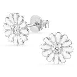 8,5 mm marguerit zirkon øreringe i sølv - Maggie