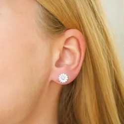 8,5 mm marguerit zirkon øreringe i sølv - Maggie