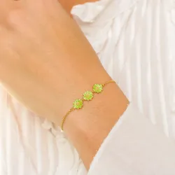 marguerit lysegrøn armbånd i forgyldt sølv - Maggie