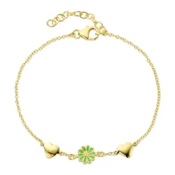 hjerte marguerit lysegrøn armbånd i forgyldt sølv - Maggie