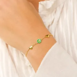 hjerte marguerit armbånd i forgyldt sølv - Maggie
