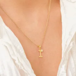 bogstav I vedhæng i forgyldt sølv