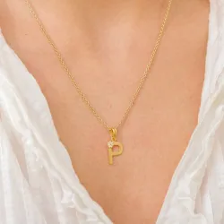 bogstav P vedhæng i forgyldt sølv