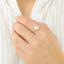 perle ring i sølv