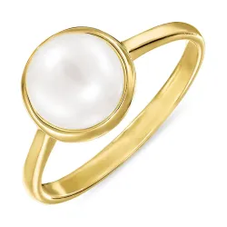 perle ring i forgyldt sølv