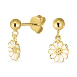 7 mm marguerit ørestikker i forgyldt sølv - Maggie
