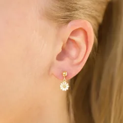 7 mm marguerit ørestikker i forgyldt sølv - Maggie