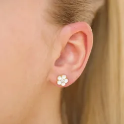 8,5 mm marguerit zirkon ørestikker i forgyldt sølv - Majse