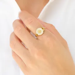 11 mm marguerit ring i forgyldt sølv - Marie
