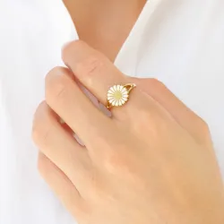 10 mm marguerit ring i forgyldt sølv - Marie