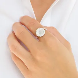 14 mm marguerit ring i sølv - Marie