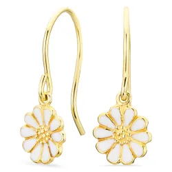 marguerit øreringe i forgyldt sølv