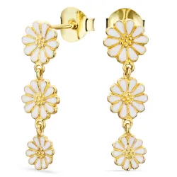 marguerit øreringe i forgyldt sølv