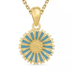 marguerit blå halskæde i forgyldt sølv med vedhæng i forgyldt sølv - Marie