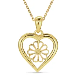 hjerte marguerit halskæde i forgyldt stål - Maggie